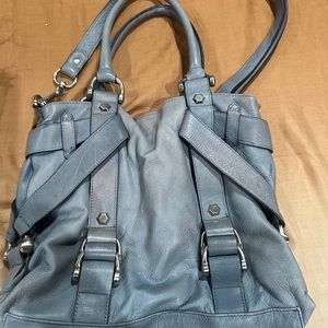Sloane‎ & Alex leather satchel Shoulder bag Blue Color With Strap.